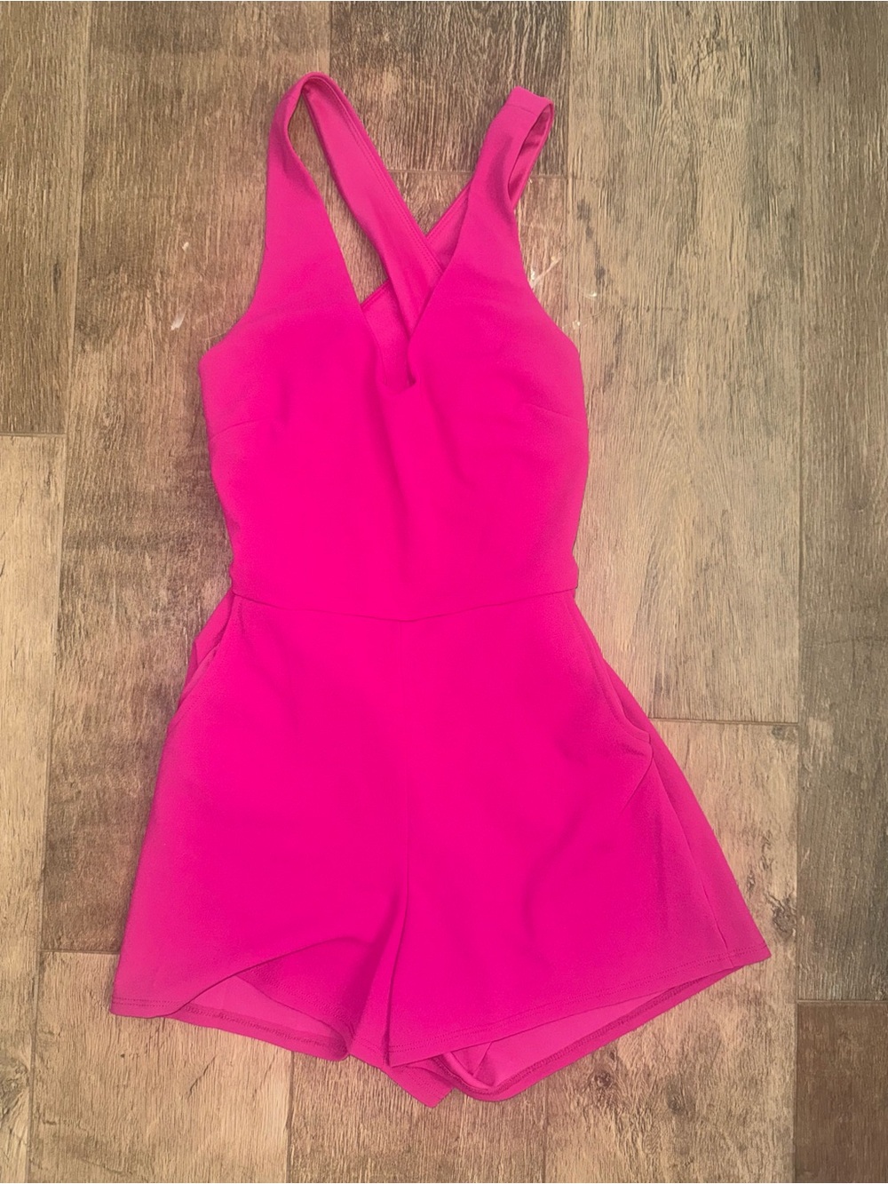 Girls Hot Pink Cross-Back Romper